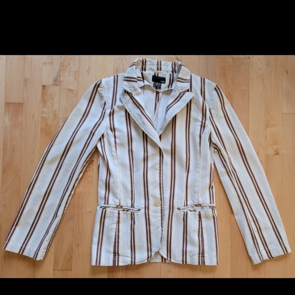 H&M Women’s Striped Blazer Size 8 Multii Color with Pockets